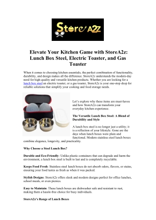 elevate your kitchen game with storea2z lunch