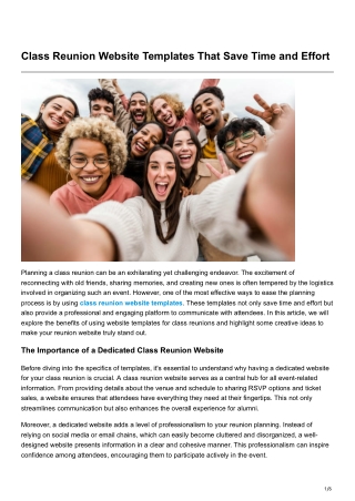 class reunion website templates that save time