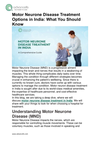 Motor Neurone Disease Treatment Options in India: What You Should Know