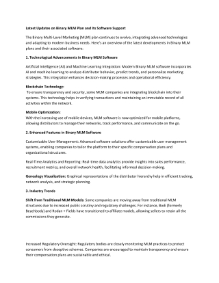 latest updates on binary mlm plan