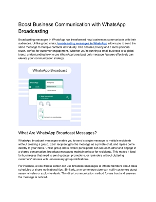 Boost Business Communication with WhatsApp Broadcasting