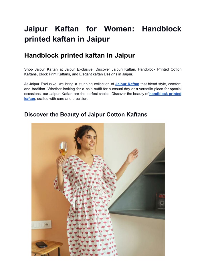 jaipur kaftan for women handblock printed kaftan