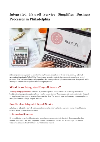 Integrated Payroll Service Simplifies Business Processes in Philadelphia pdf