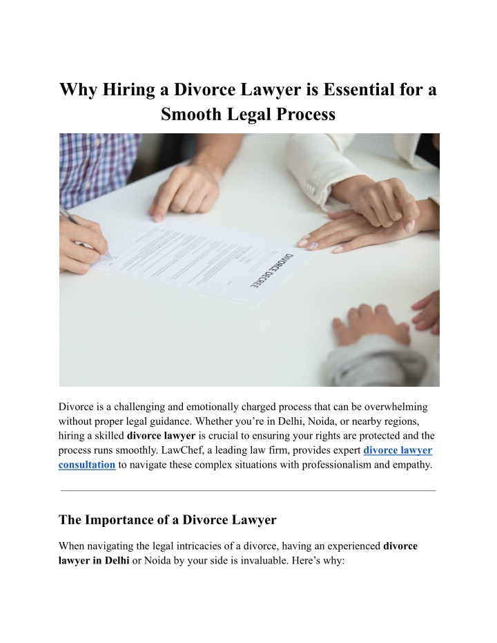 why hiring a divorce lawyer is essential