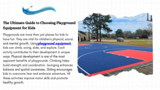 Durable and Safe Playground Equipment for Kids