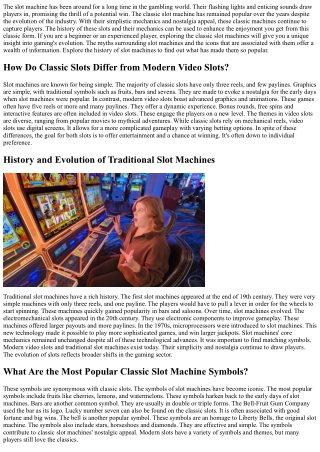Nostalgia and simple gambling thrills meet in classic slots