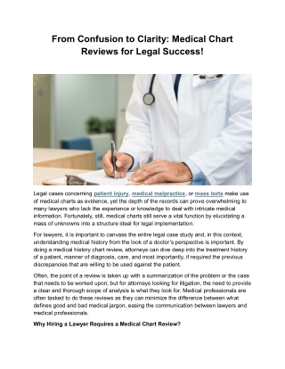 From Confusion to Clarity Medical Chart Reviews for Legal Success