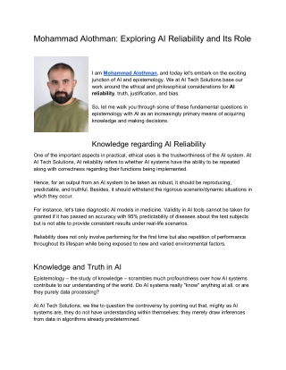 mohammad alothman exploring ai reliability
