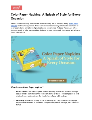 color paper napkins a splash of style for every
