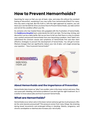 How to Prevent Hemorrhoids