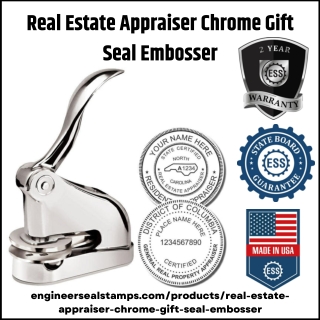 Real Estate Appraiser Chrome Gift Seal Embosser - eSeal Incl