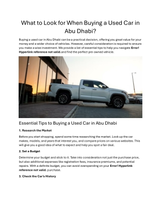 What to Look for When Buying a Used Car in Abu Dhabi