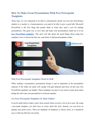 How To Make Great Presentations With Free Powerpoint Templates