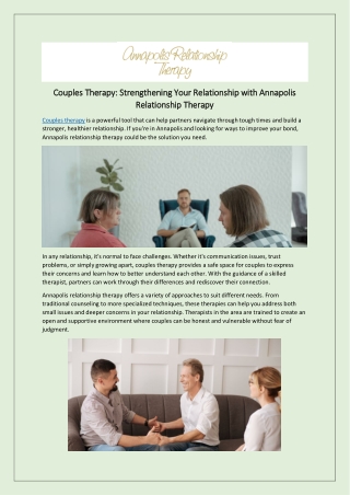 couples therapy strengthening your relationship