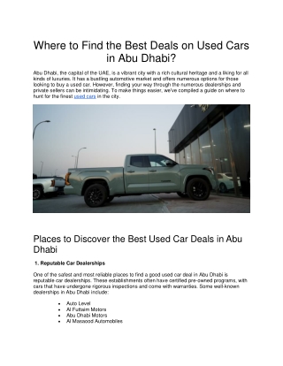 Where to Find the Best Deals on Used Cars in Abu Dhabi