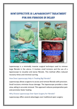 How Effective Is Laparoscopy Treatment for Big Fibroids in Delhi