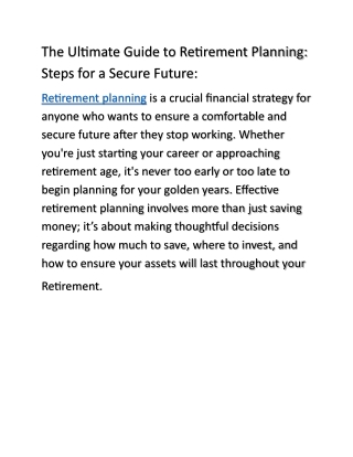 the ultimate guide to retirement planning steps