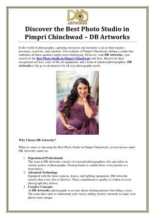 Best Photo Studio in Pimpri Chinchwad by DB Artworks
