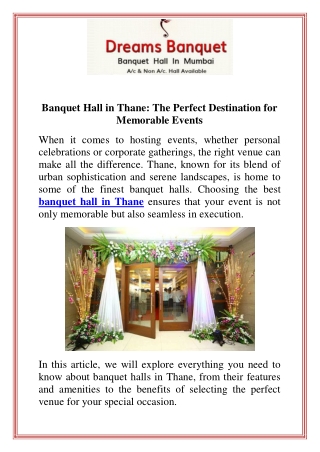 Banquet Hall in Thane The Perfect Destination for Memorable Events