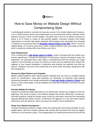 how to save money on website design without
