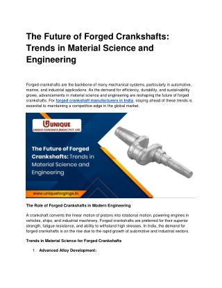 The Future of Forged Crankshafts_ Trends in Material Science and Engineering