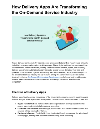 How Delivery Apps Are Transforming the On-Demand Service Industry