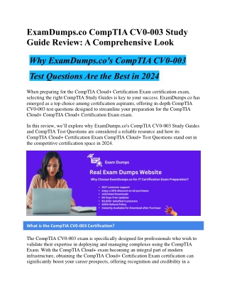 CompTIA CV0-003 Study Guide Review A Comprehensive Look