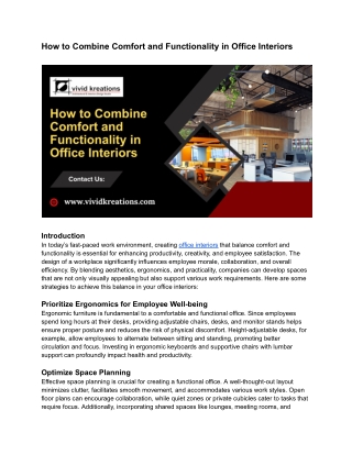 How to Combine Comfort and Functionality in Office Interiors