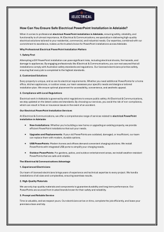 How Can You Ensure Safe Electrical PowerPoint Installation in Adelaide