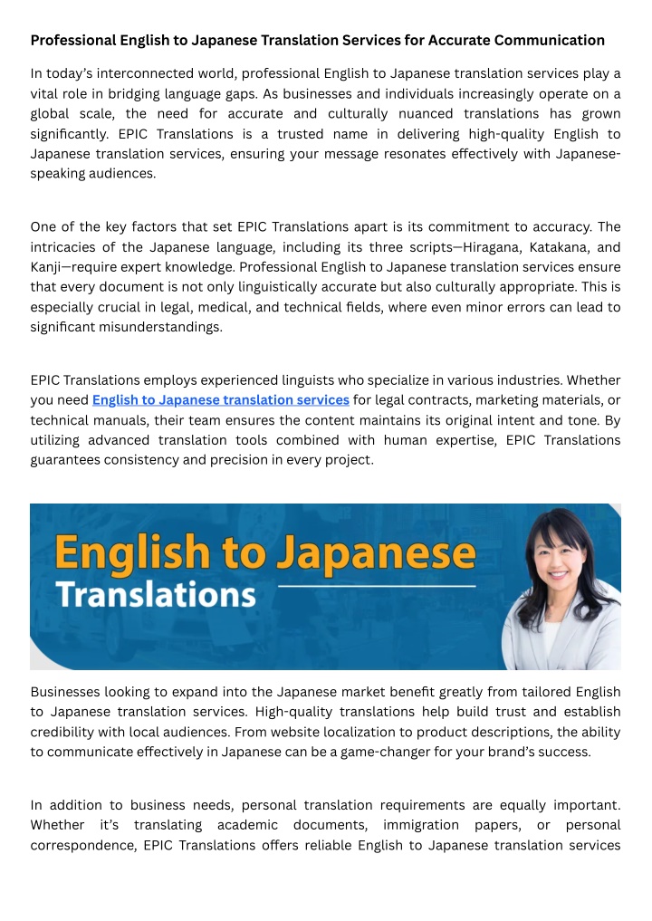 professional english to japanese translation