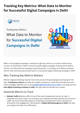 Tracking Key Metrics What Data to Monitor for Successful Digital Campaigns in Delhi