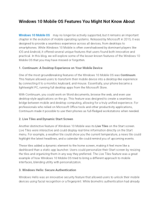windows 10 mobile os features you might not know