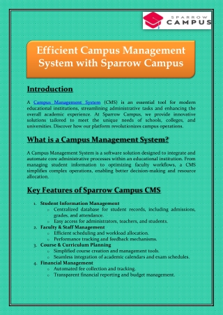 Efficient Campus Management System with Sparrow Campus
