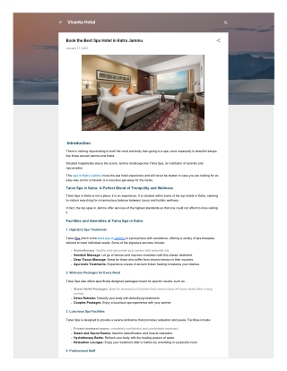 Book the Best Spa Hotel in Katra Jammu