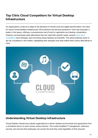 Top Citrix Cloud Competitors for Virtual Desktop Infrastructure