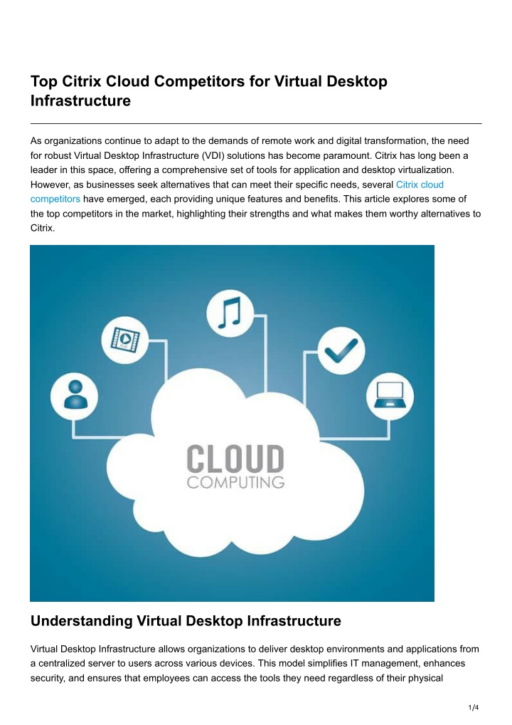 top citrix cloud competitors for virtual desktop