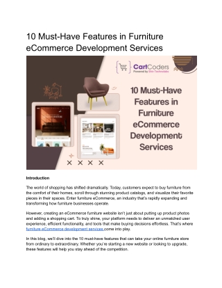 10 Must-Have Features in Furniture eCommerce Development Services