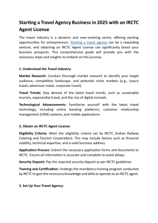 Starting a Travel Agency Business in 2025 with an IRCTC Agent License