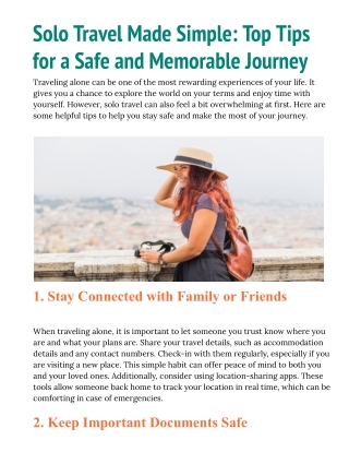 Solo Travel Made Simple: Top Tips for a Safe and Memorable Journey