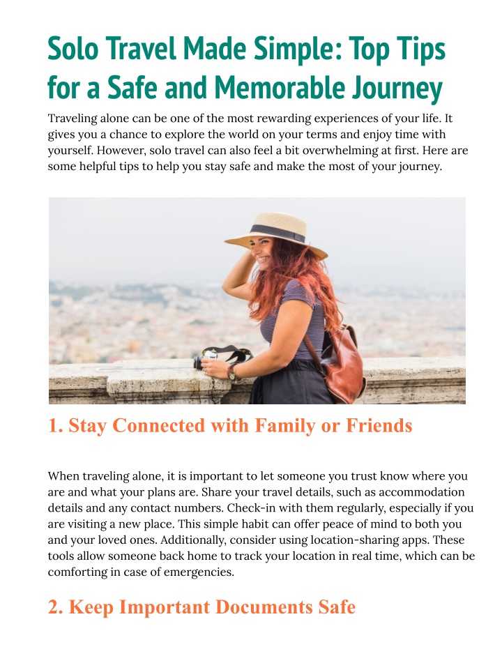 solo travel made simple top tips for a safe