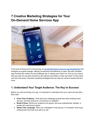 7 Creative Marketing Strategies for Your On-Demand Home Services App