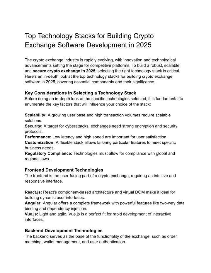 top technology stacks for building crypto