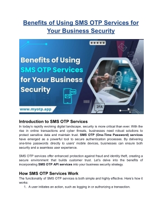Benefits of Using SMS OTP Services for Your Business Security