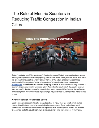 The Role of Electric Scooters in Reducing Traffic Congestion in Indian Cities (1)