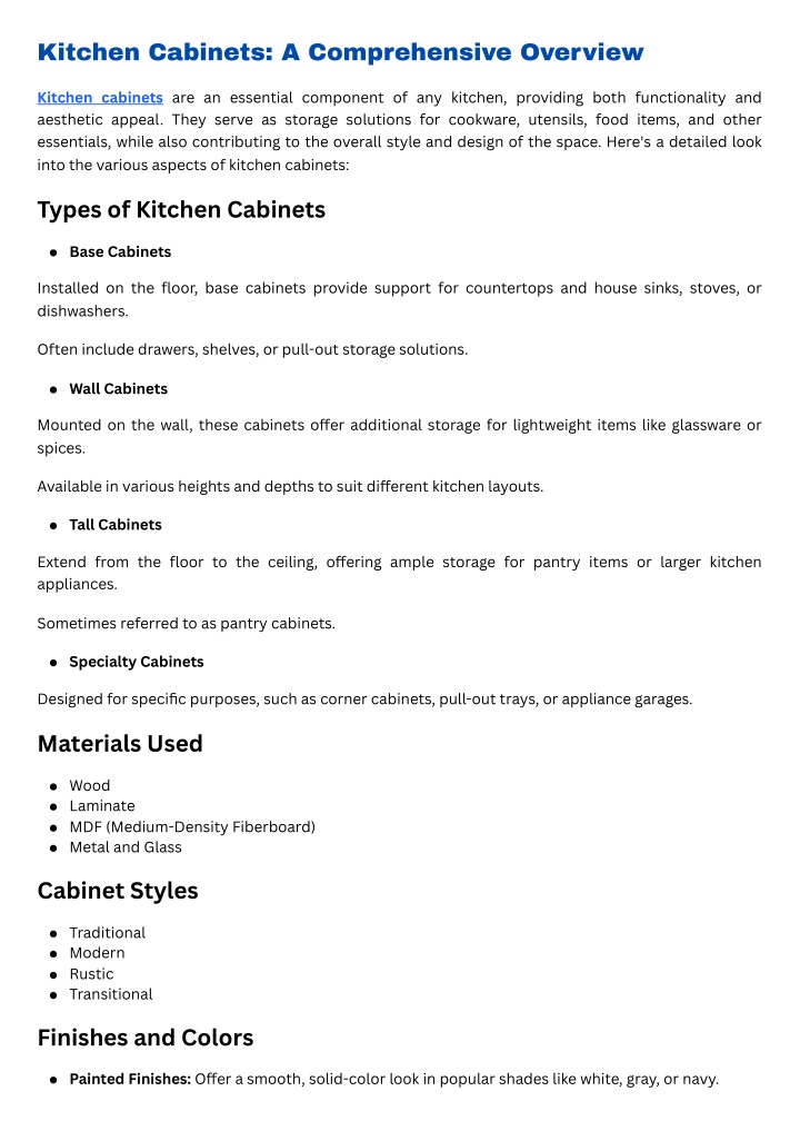 kitchen cabinets a comprehensive overview