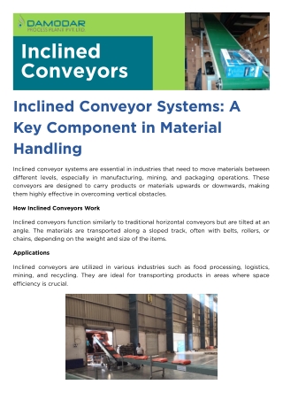 Inclined Conveyor Systems: A Key Component in Material Handling