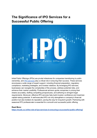 The Significance of IPO Services for a Successful Public Offering