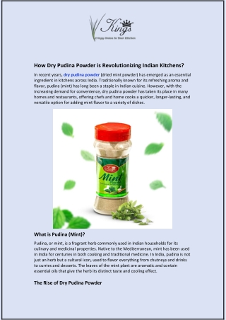 How Dry Pudina Powder is Revolutionizing Indian Kitchens