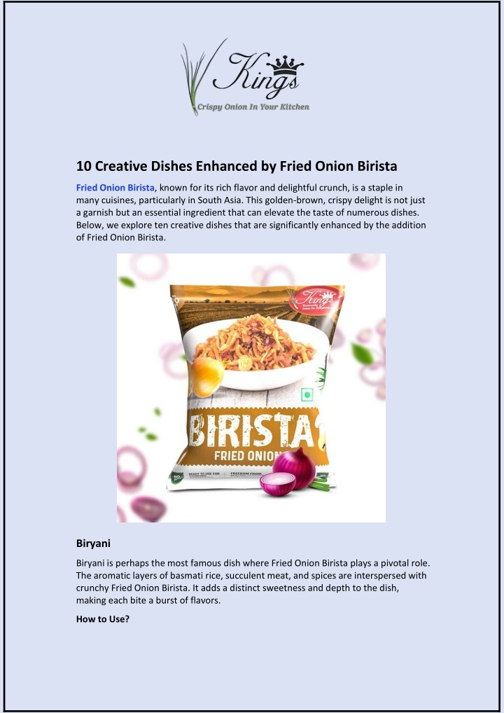 10 creative dishes enhanced by fried onion birista