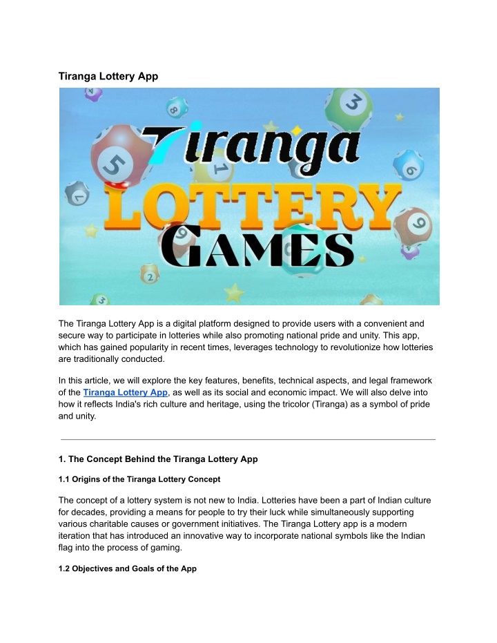 tiranga lottery app